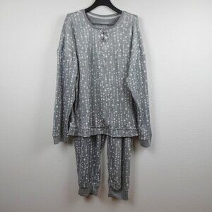 Nautica Fleece Pajama Set Women's Size 2XL Gray 2 Piece Soft Stretch